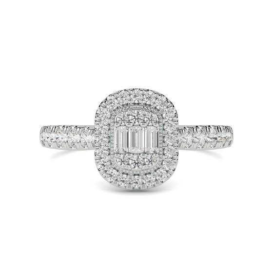 Baguette and Round Diamond Cluster Ring