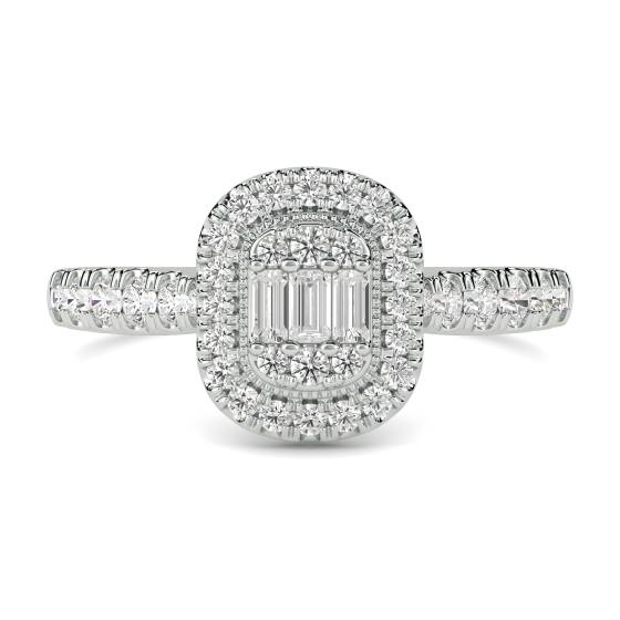 Baguette and Round Diamond Cluster Ring