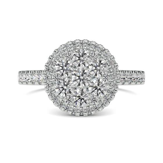 1.00ct Elegant Round Diamond Cluster Ring