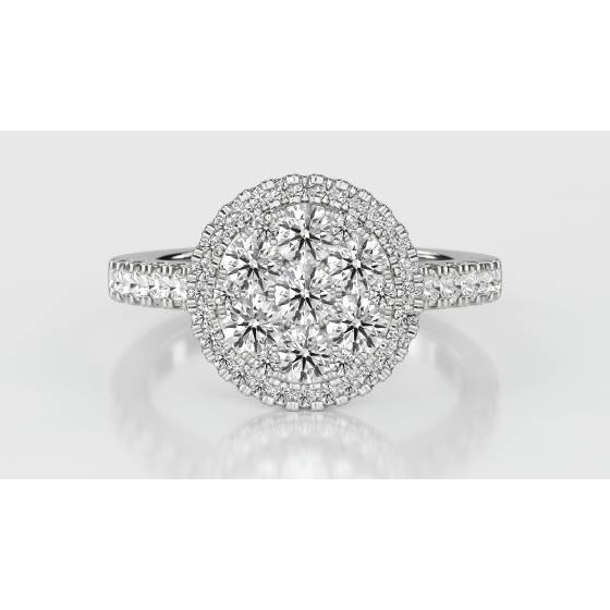 1.00ct Elegant Round Diamond Cluster Ring