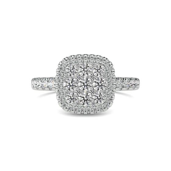 1.00ct Elegant Round Diamond Cluster Ring