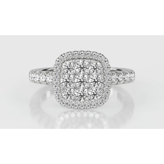 1.00ct Elegant Round Diamond Cluster Ring