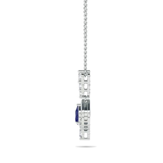1.70ct Blue Sapphire Pear Pendant and Chain