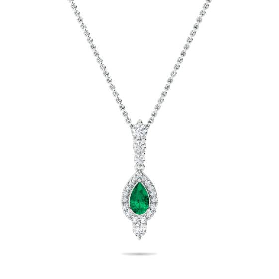 1.40ct Emerald Pear Pendant and Chain