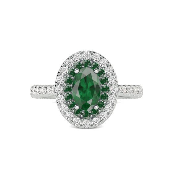 1.50ct Emerald Double Halo Oval Ring