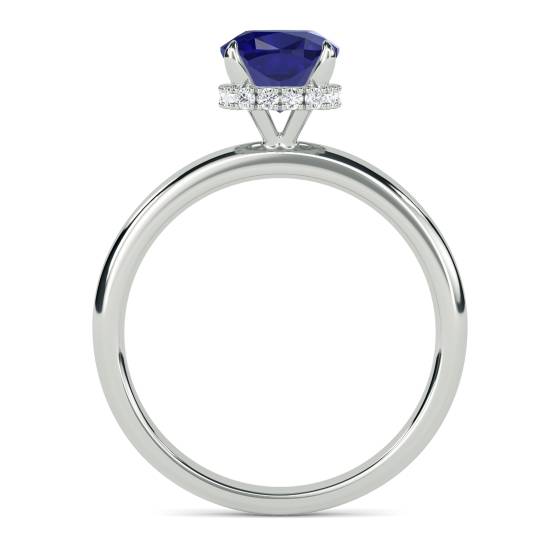 Cushion Blue Sapphire Gemstone Halo Ring