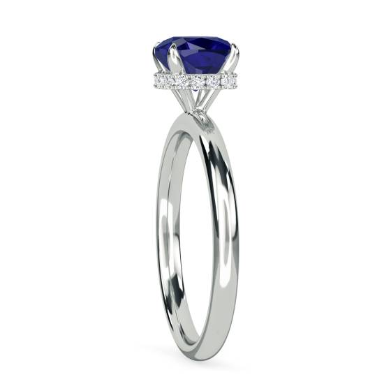 Cushion Blue Sapphire Gemstone Halo Ring