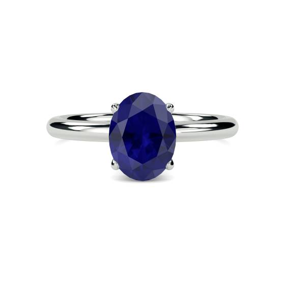 Oval Blue Sapphire Gemstone Halo Ring