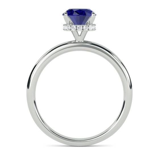 Oval Blue Sapphire Gemstone Halo Ring