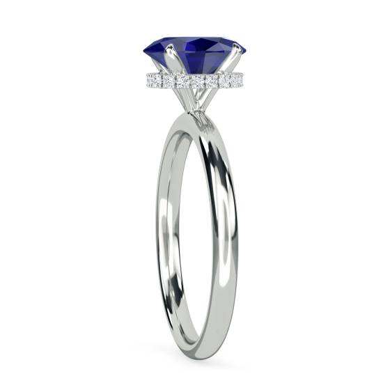 Oval Blue Sapphire Gemstone Halo Ring