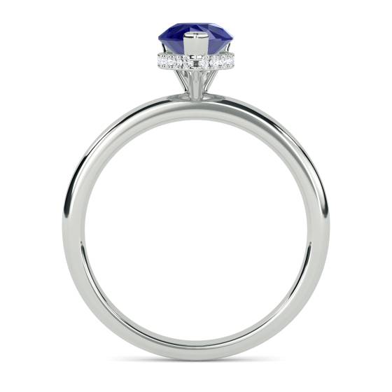 Pear Blue Sapphire Gemstone Halo Ring