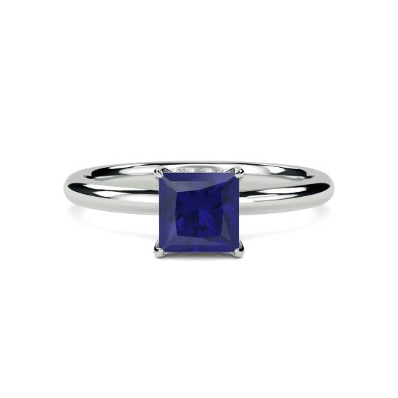 Princess Blue Sapphire Gemstone Halo Ring