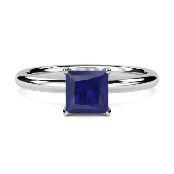 Princess Blue Sapphire Gemstone Halo Ring
