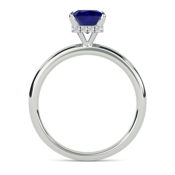 Princess Blue Sapphire Gemstone Halo Ring