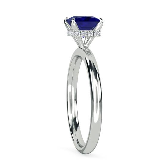 Princess Blue Sapphire Gemstone Halo Ring