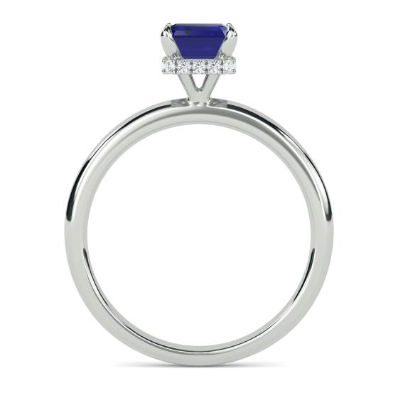 Radiant Blue Sapphire Gemstone Halo Ring