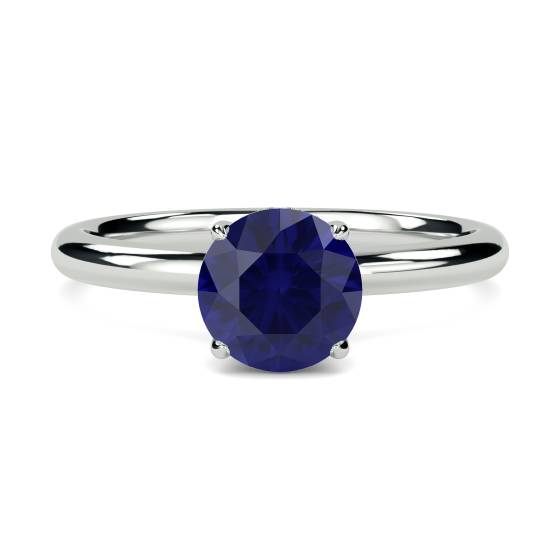 Round Blue Sapphire Gemstone Halo Ring
