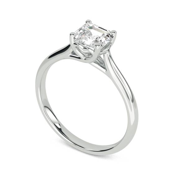 Heart Crossover Asscher Diamond Engagement Ring
