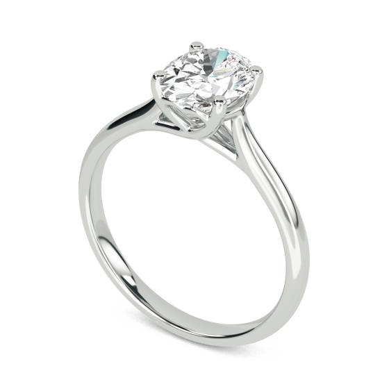 Heart Crossover Oval Diamond Engagement Ring