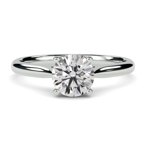 Heart Crossover Round Diamond Engagement Ring