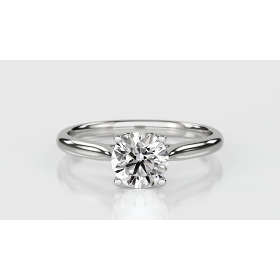 Heart Crossover Round Diamond Engagement Ring