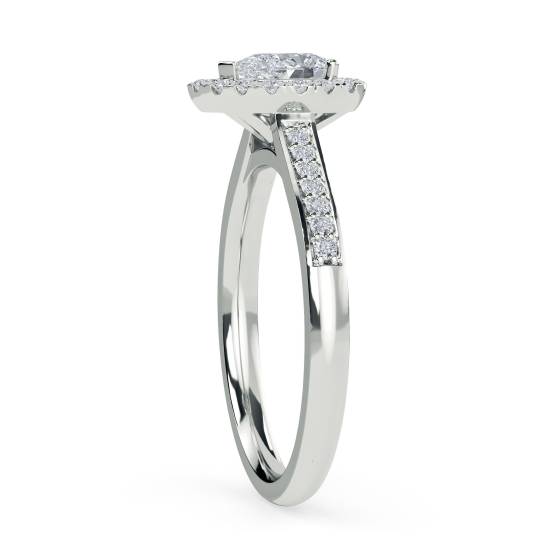 Pear Diamond Single Halo Shoulder Set Ring