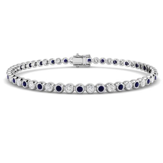 2.25ct Elegant Diamond and Blue Sapphire Tennis Bracelet