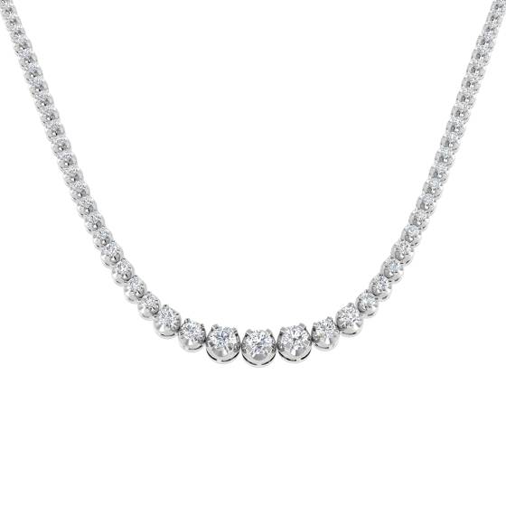 Round Diamond Tennis Necklace