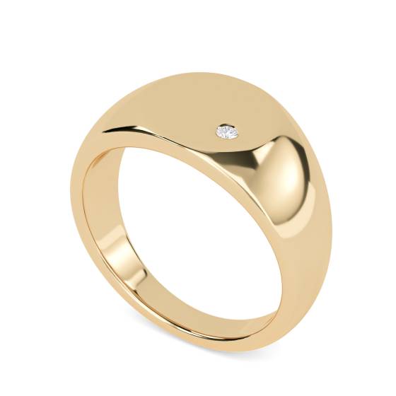 Round Diamond Gents Oval Signet Ring