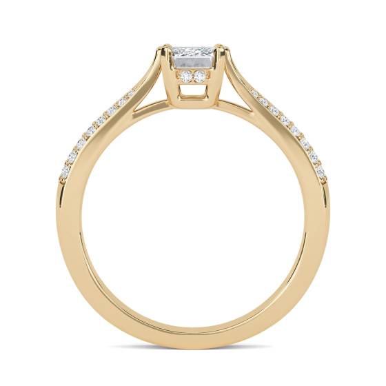 Knife Edge Emerald and Round Diamond Vintage Ring