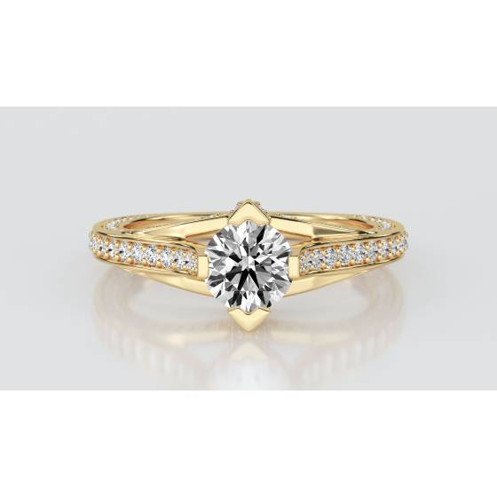 Round Diamond Designer Vintage Ring