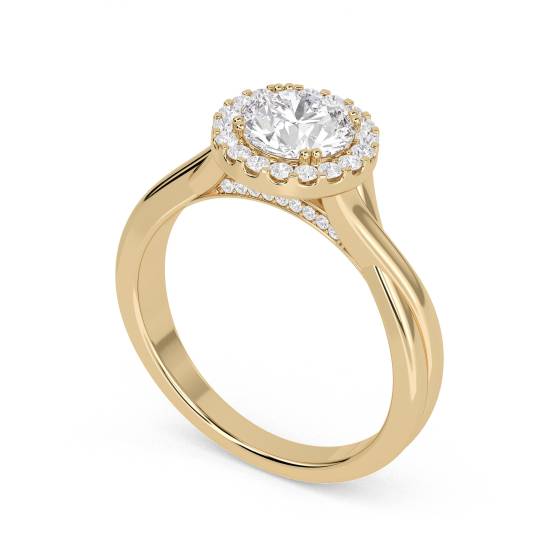 Twist Round Diamond Single Halo Ring