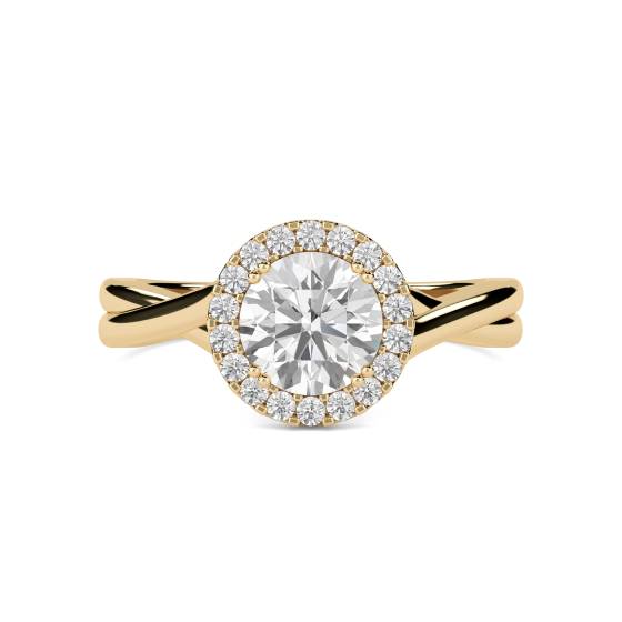 Twist Round Diamond Single Halo Ring