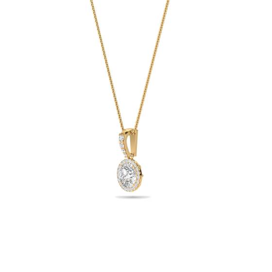Round Diamond Single Halo Pendant