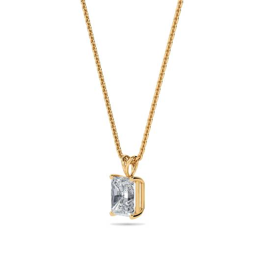 Modern Radiant Diamond Solitaire Pendant
