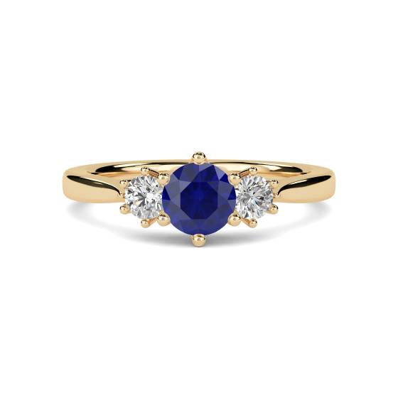 Elegant Blue Sapphire and Diamond Trilogy Ring