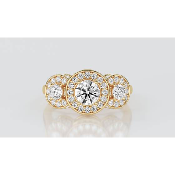 Round Diamond Bezel Set Designer Ring
