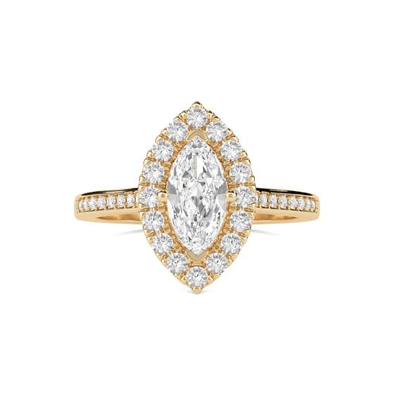 Marquise Diamond Single Halo Shoulder Set Ring