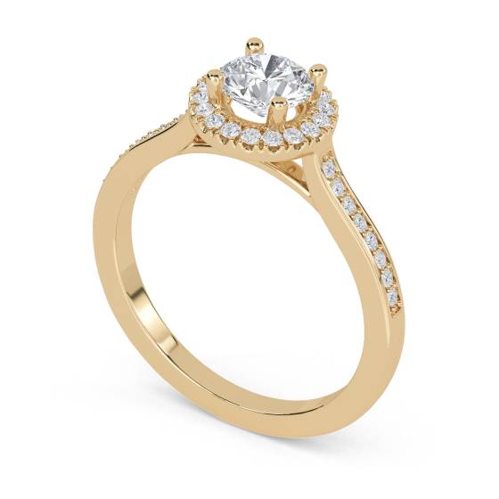 Round Diamond Single Halo Shoulder Set Ring