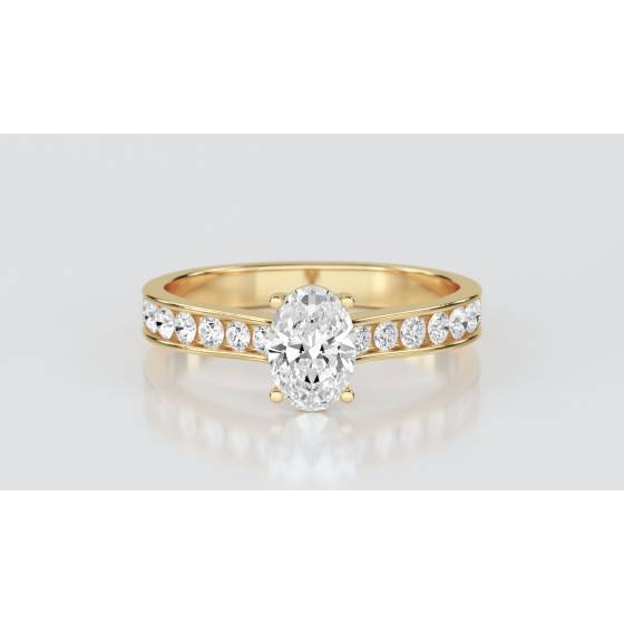 Oval Diamond Shoulder Set Ring