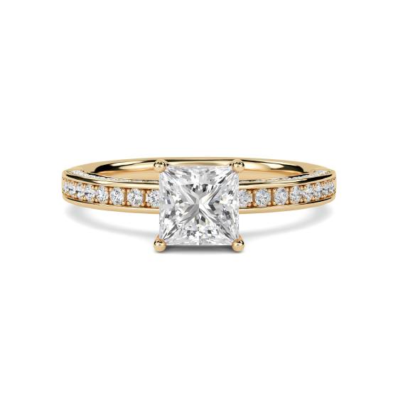 Unique Princess & Round Diamond Engagement Ring
