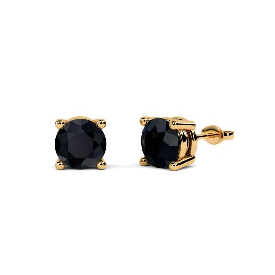 Round Black Diamond Earrings