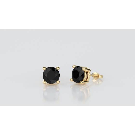 Round Black Diamond Earrings