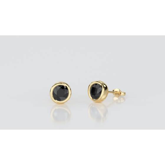 Round Black Diamond Earrings