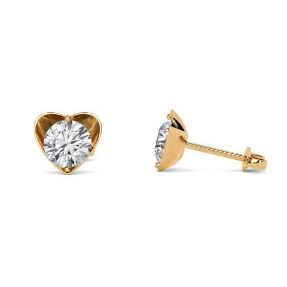 Round Diamond Heart Shaped Earrings