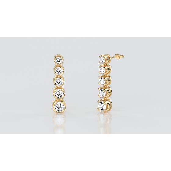 Elegant Round Diamond Drop Earrings