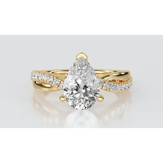 Infinity Pear & Round Diamond Engagement Ring
