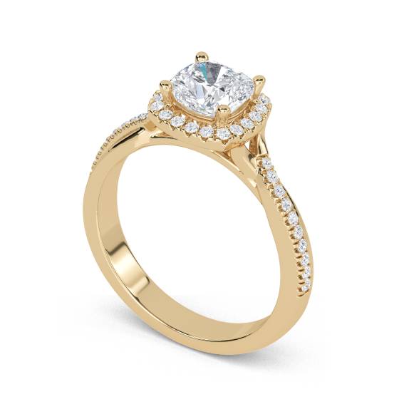 Cushion Diamond Single Halo Shoulder Set Ring