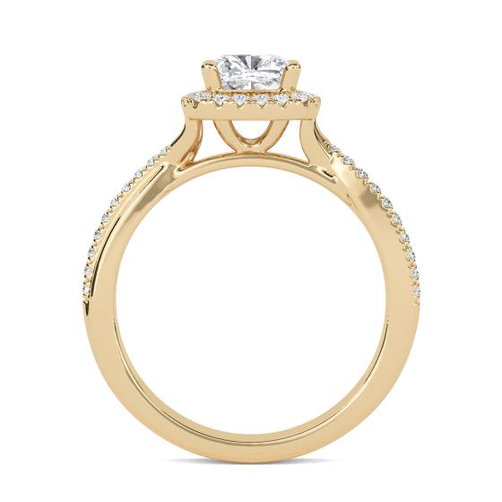 Cushion Diamond Single Halo Shoulder Set Ring
