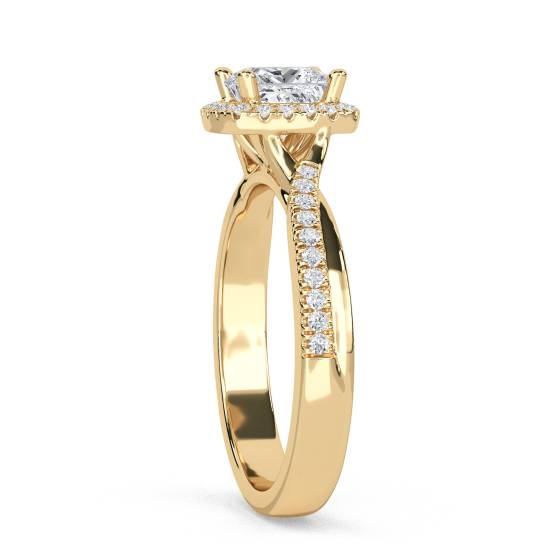 Princess Diamond Single Halo Shoulder Set Ring